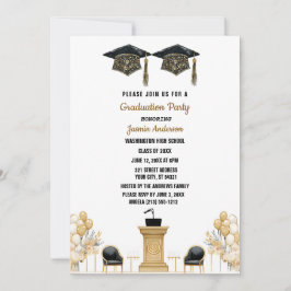 Invitación Balón acuarela y Partido de Graduación de gorras
