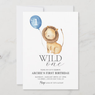 Invitación Balón acuático salvaje de un león Boys 1er cumplea