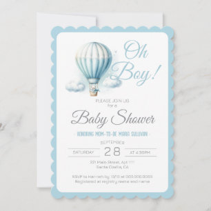 Invitación Balón acuático y oso Oh Boy Baby Shower