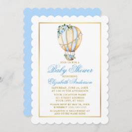 Invitación Balón azul azul acuático Baby Shower Gold