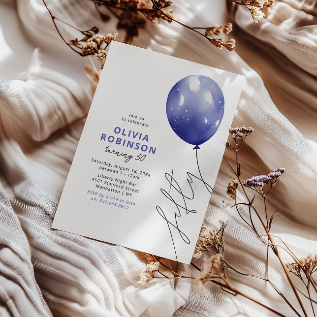 Invitación Balón azul de moda 50 cumpleaños (Subido por el creador)