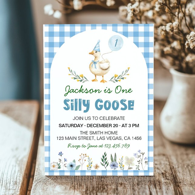 Invitación Balón azul floral sin sentido de la ganso primer c (Subido por el creador)