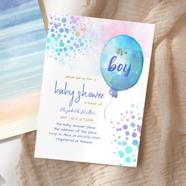 Invitación Balón azul globo Bebé ducha (Subido por el creador)