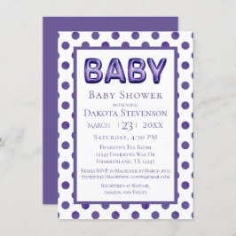 Invitación Balón bebé | Real Violet Purple Baby Shower