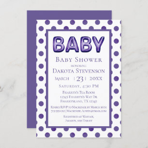 Invitación Balón bebé   Real Violet Purple Baby Shower