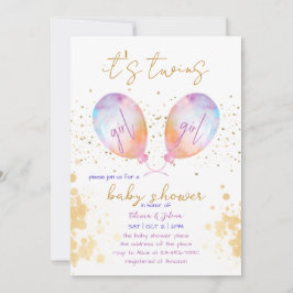 Invitación Balón de agua Chica gemelo rosa Baby Shower