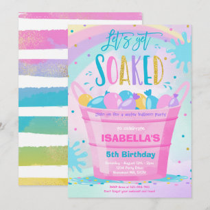 Invitación Balón de agua fiesta de cumpleaños verano globo de