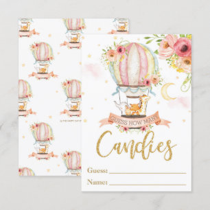 Invitación Balón de aire caliente animal adivina cuántas tarj