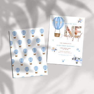 Invitación Balón de aire caliente azul Beige Maravilloso prim