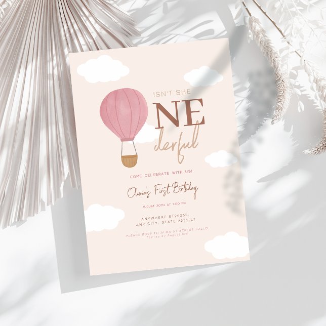 Invitación Balón de aire caliente Beige Maravilloso primer cu (Subido por el creador)