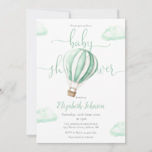 Invitación Balón de aire caliente Código QR Foto Baby Shower