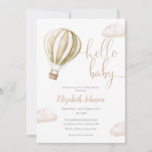 Invitación Balón de aire caliente Código QR Foto Baby Shower