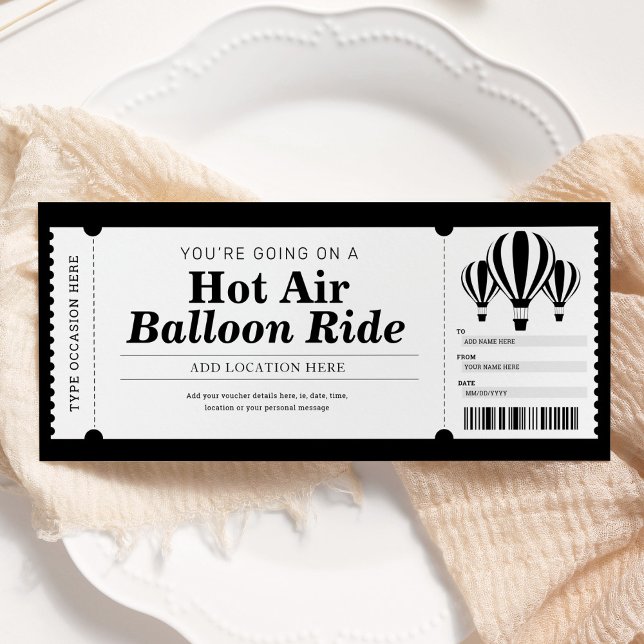 Invitación Balón de aire caliente Experiencia de cupón de reg (Subido por el creador)