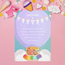 Invitación Balón de aire caliente Fiesta de cumpleaños 1