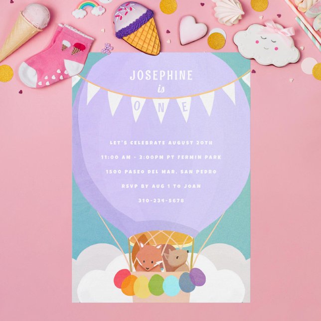 Invitación Balón de aire caliente Fiesta de cumpleaños 1 (Subido por el creador)