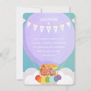 Invitación Balón de aire caliente Fiesta de cumpleaños 3