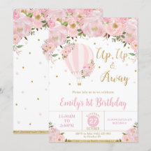 Balón de aire caliente Flores de flores rosadas Pr