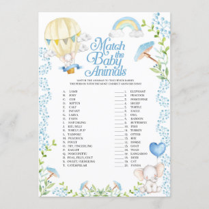 Invitación Balón de aire caliente juego de animales bebés