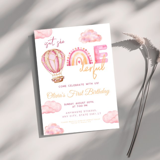 Invitación Balón de aire caliente no es maravilloso primer cu (Subido por el creador)