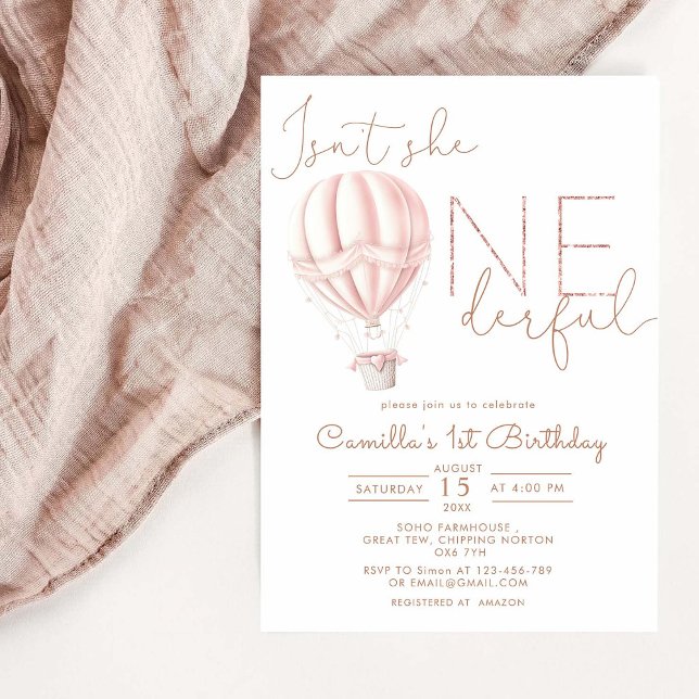 Invitación Balón de Aire Caliente Rosado Maravilloso Chica Pr (Subido por el creador)