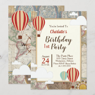 Invitación Balón de aire caliente y aventura de cosecha de ma