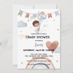 Invitación Balón de arco iris suave niños fiesta de ducha de 