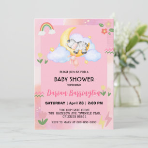 Invitación Balón de cebra suave fiesta de ducha de bebé chica