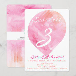 Invitación Balón de color rosa Niña Nacimiento