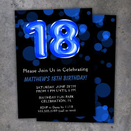 Invitación Balón de cumpleaños 18 niños Fiesta Blue Boy