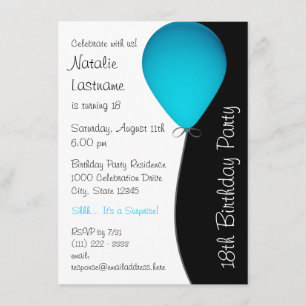 Invitación Balón de cumpleaños azul