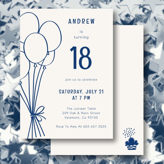 Invitación Balón de cumpleaños de los hombres Casual cualquie (Subido por el creador)