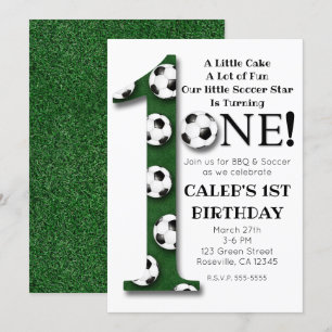 Invitación Balón de Fútbol 1 UN Cumpleaños número 1 Fiesta de