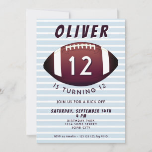 Invitación Balón de Fútbol Americano Cumpleaños Niño Deportes