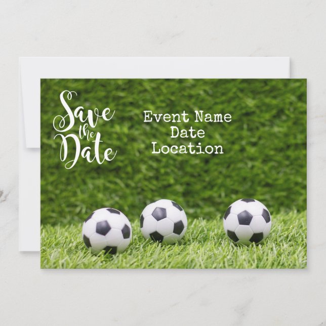 Invitación Balón de fútbol con palabra guardar la fecha (Anverso)