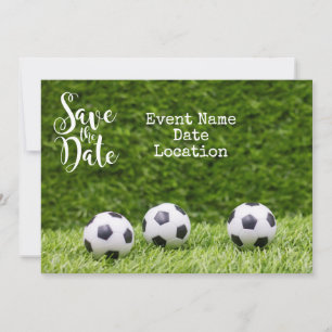 Invitación Balón de fútbol con palabra guardar la fecha