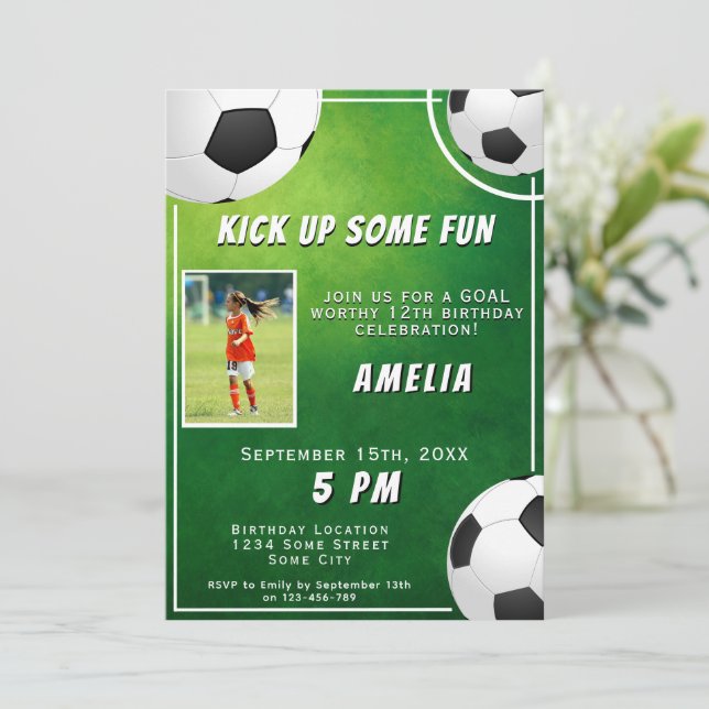 Invitación Balón de Fútbol Deportes Cumpleaños Niños (Anverso de pie)