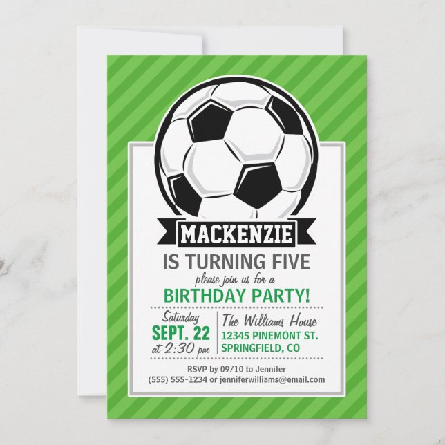 Invitación Balón de fútbol; franjas verdes (Anverso)