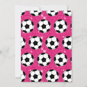 Invitación Balón de Fútbol Rosa Escarcha Brillante Jugador De