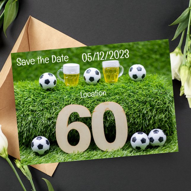 Invitación Balón de fútbol Salven la fecha 60 cumpleaños (Subido por el creador)