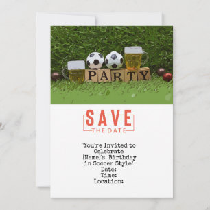 Invitación Balón de fútbol Salven la fecha para la fiesta de