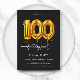 Invitación Balón de oro Negro 100 cumpleaños