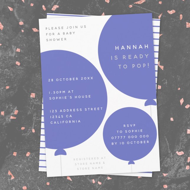 Invitación Balón de Scandi | Baby Shower azul Minimalista (Subido por el creador)