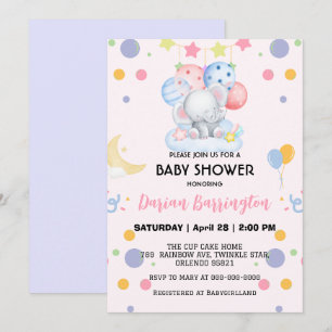 Invitación Balón estelar lindo fiesta de ducha bebé