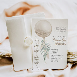Invitación Balón neutral de género Pampas bebé Showe