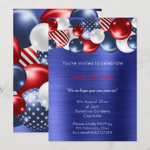 INVITACIÓN BALÓN PATRIÓTICO METÁLICO ROJO AZUL BRUSHADO 2
