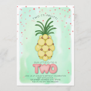 Invitación Balón piña Rosa Twotti Fruitti Cumpleaños