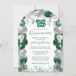 Invitación Balón Quinceañera de espuma blanca verde
