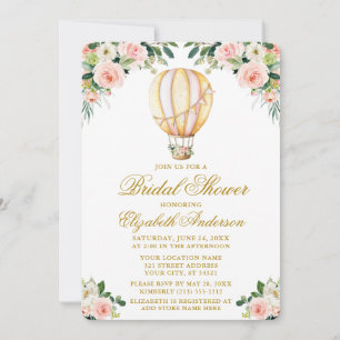 Invitación Balón rosa de color de agua globo de flores de nov