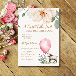 Invitación Balón rosa dulce de cordero pequeño