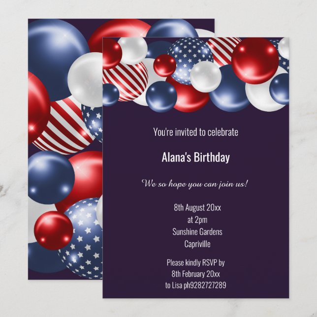 INVITACIÓN BALONCESO PATRIOTA BLANCO ROJO CUMPLEAÑOS 2 (Anverso / Reverso)